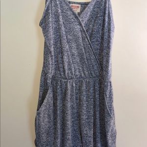 Soft, heather blue tank top romper